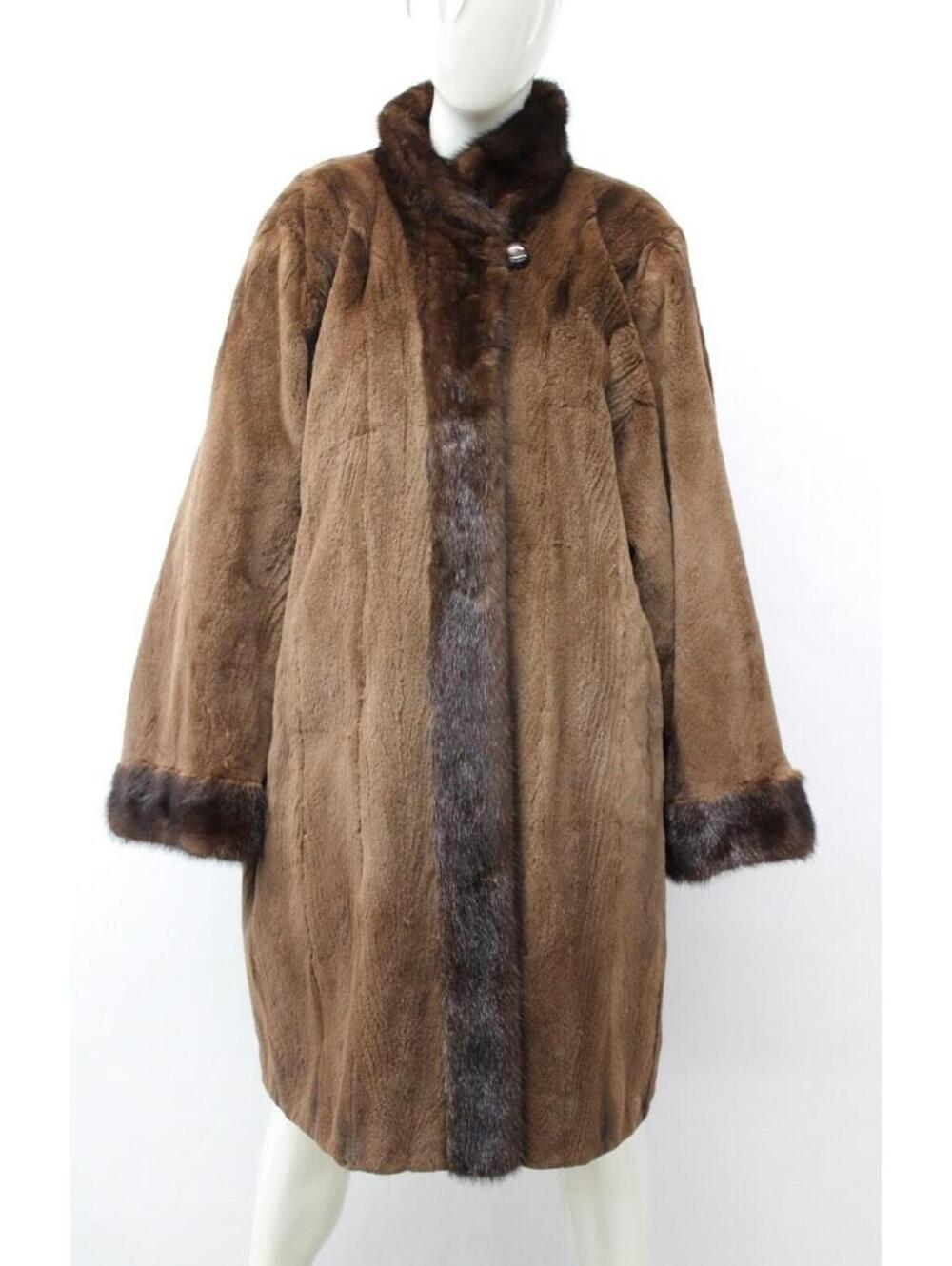Excellent Sheared Mahogany Mink Fur Reversible Coat Jacket Women Woman Sz 10-12